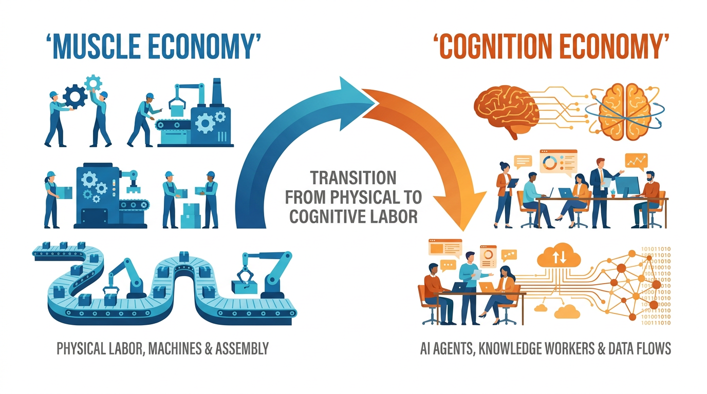 Muscle Economy vs Cognition Economy transition diagram