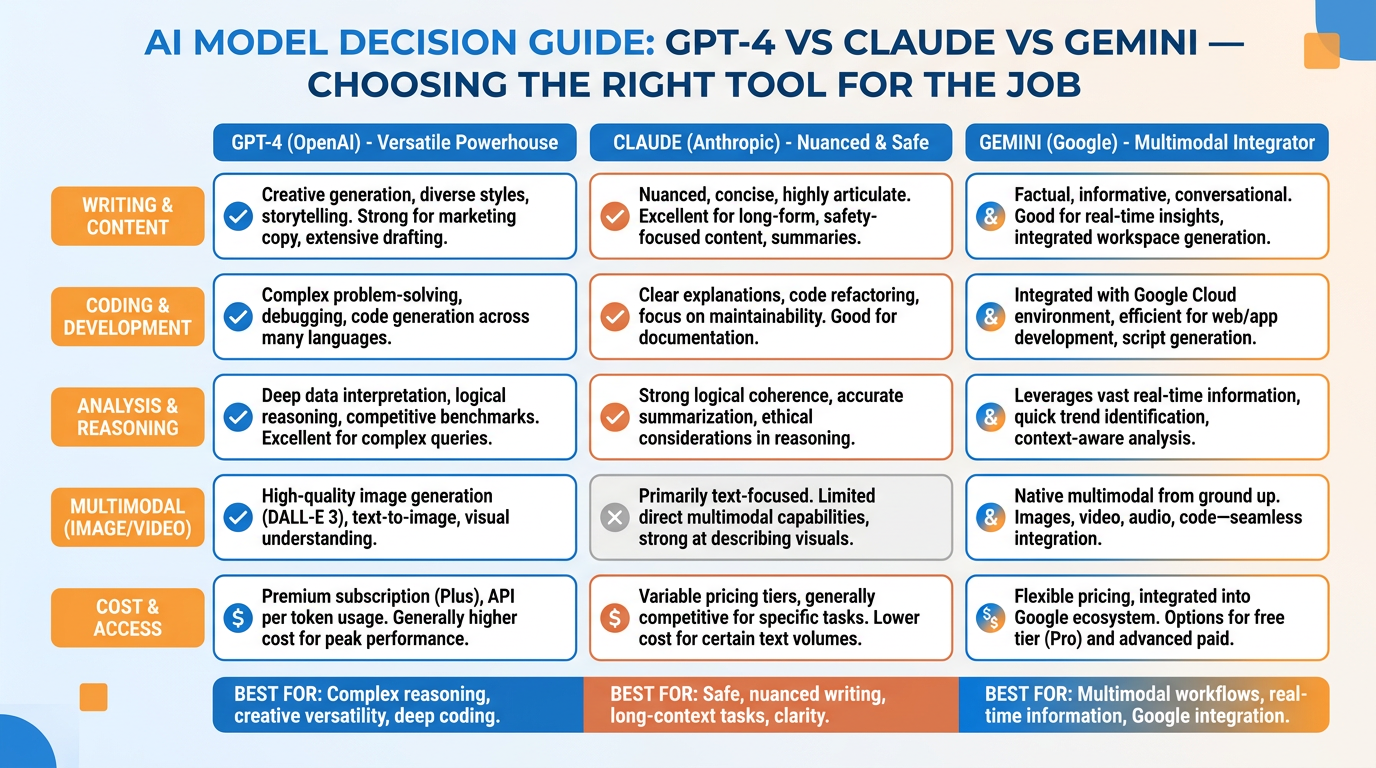 AI model selection comparison matrix