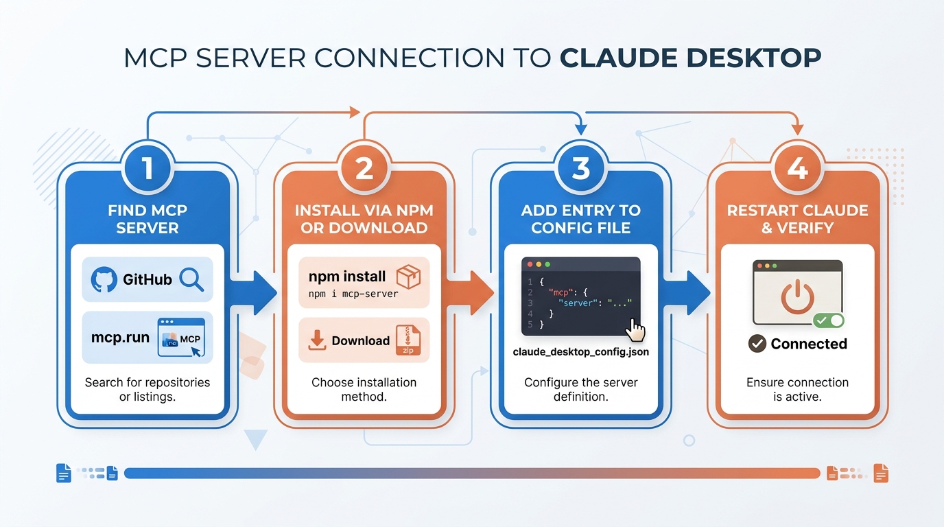 Four-step universal pattern for connecting any MCP server to Claude Desktop