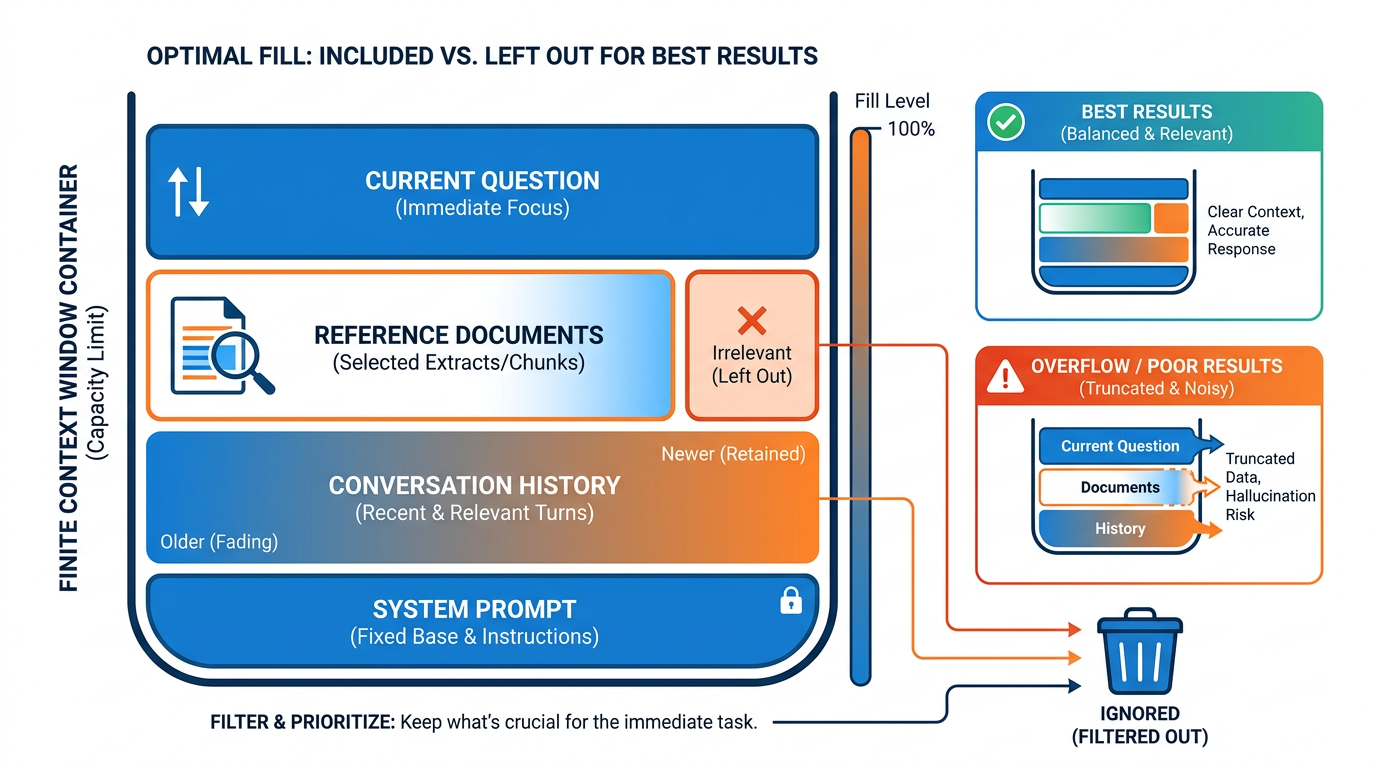 Context window management — what to include vs exclude for best results