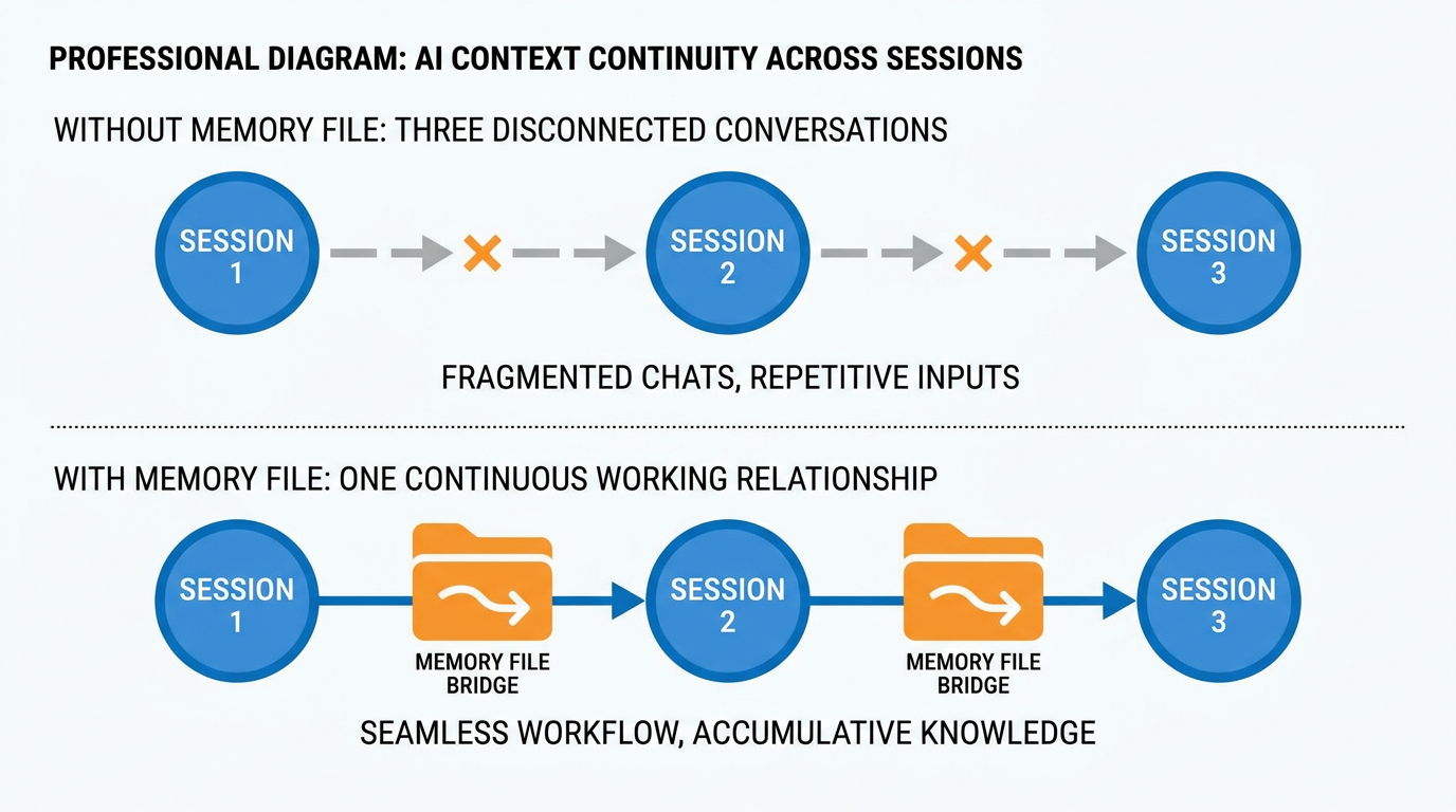 Memory bridging multiple AI sessions into one continuous working relationship