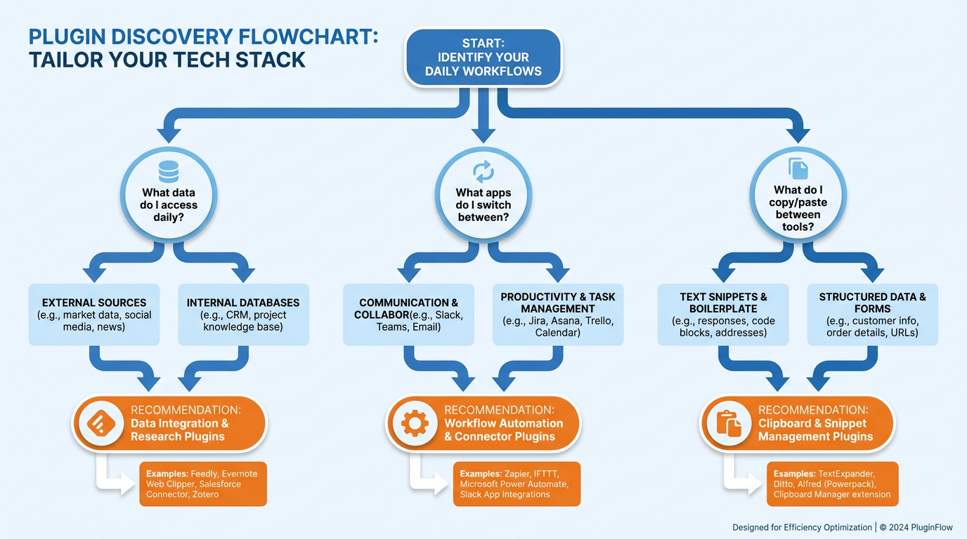 Plugin discovery flowchart — identify friction points, map to available plugins